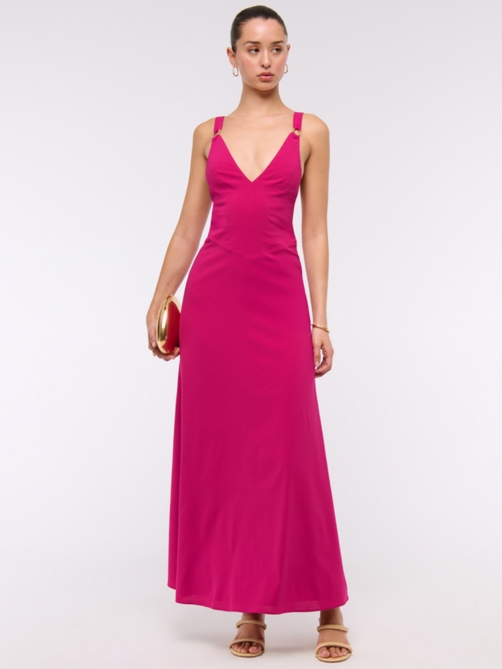 A&F Dipped-Waist Hardware Maxi Dress